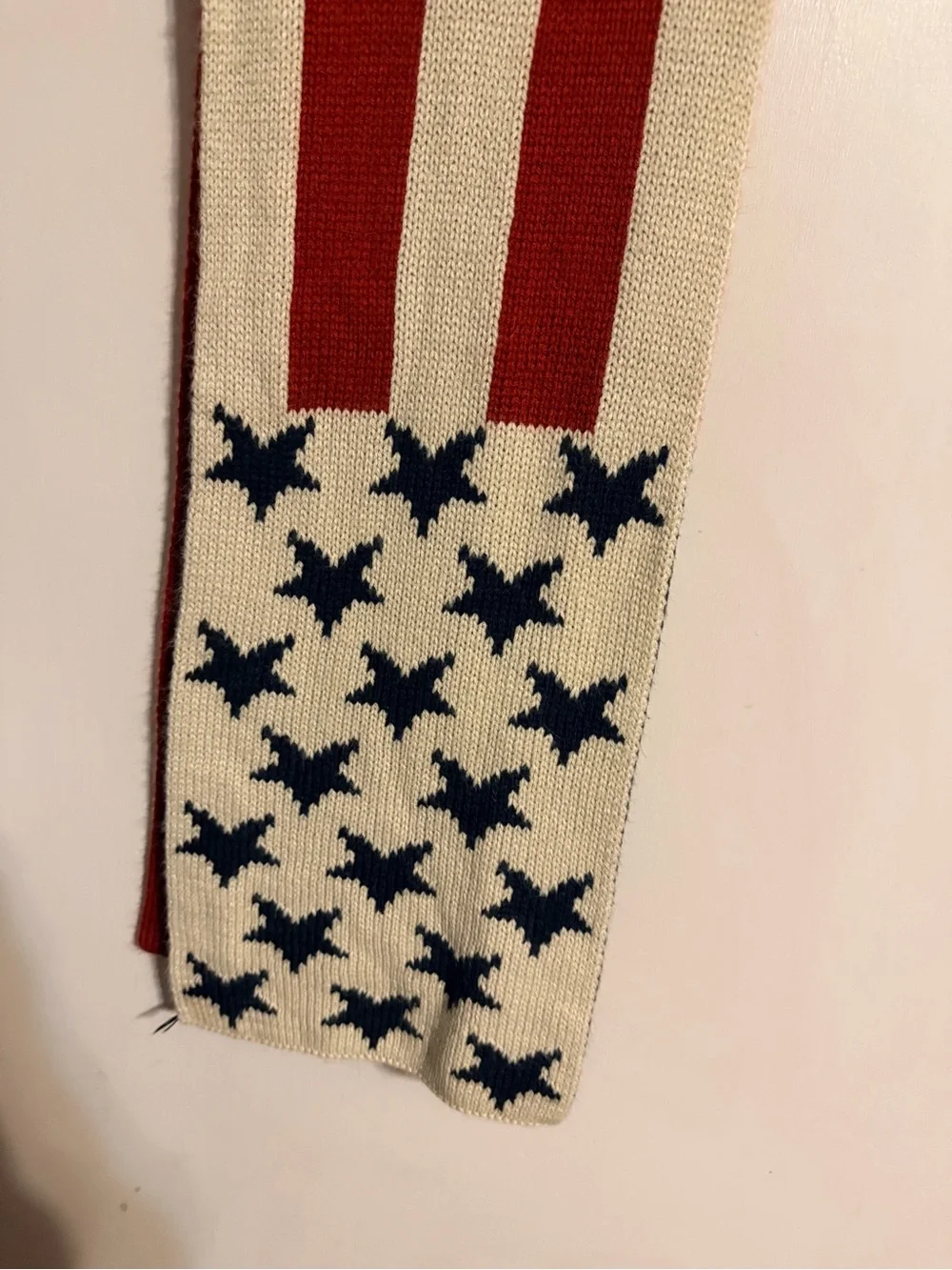 Americana Knit Flag Scarf‎ Red White Blue Stars Stripes Cozy Winter Unisex